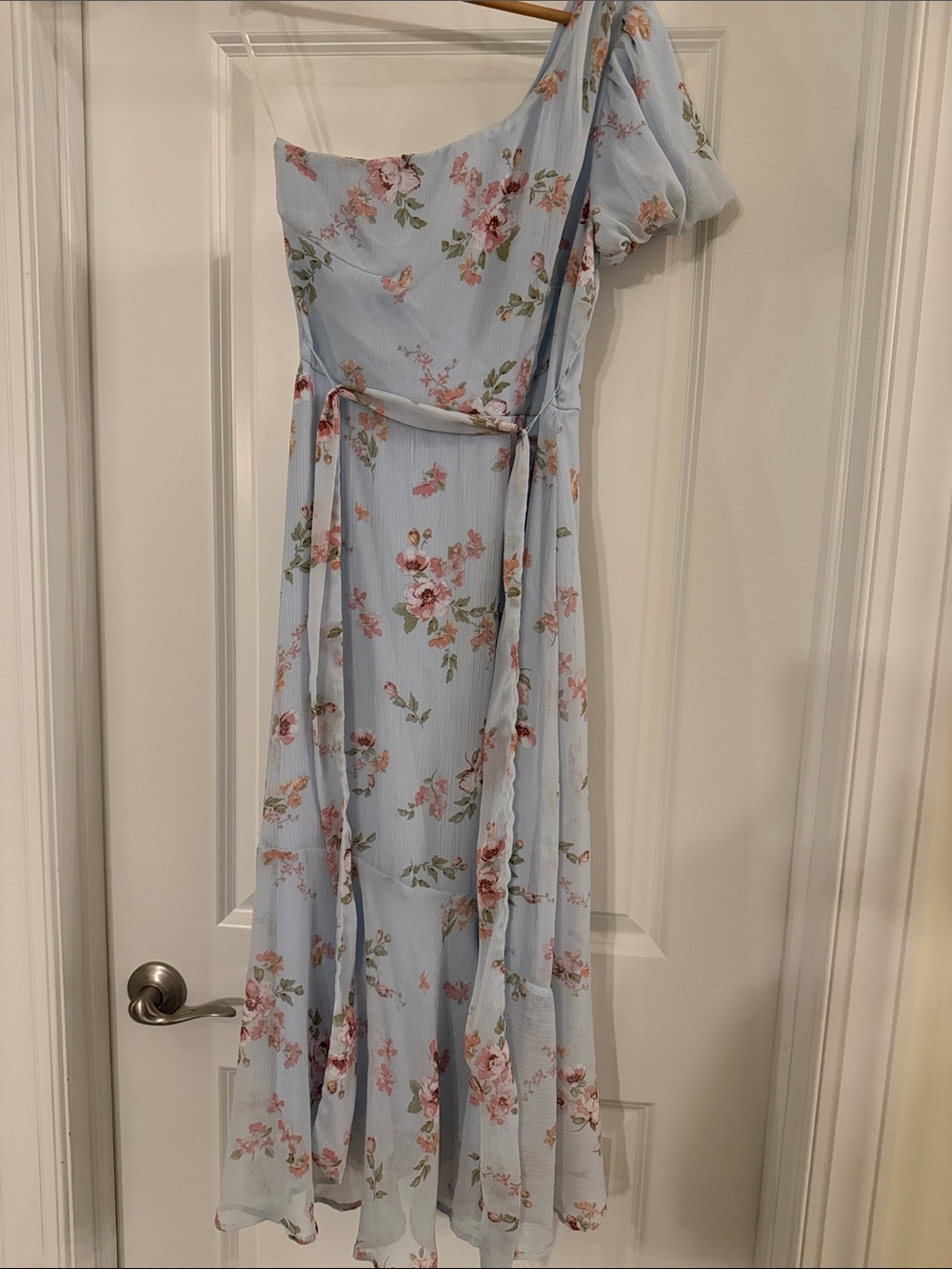 Altar'd State Light Blue One-Shoulder Floral Dress - M